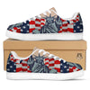 USA Flag Statue of Liberty Print White Low Top Sneakers-grizzshop