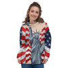 USA Flag Statue of Liberty Print Women's Hoodie-grizzshop