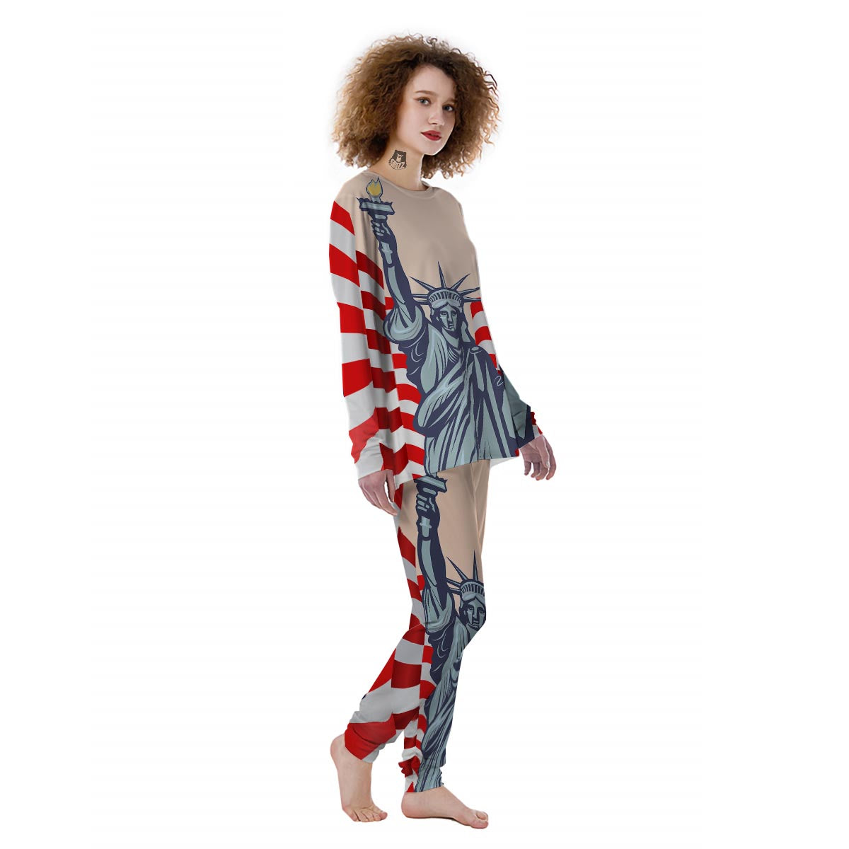 USA Flag Statue of Liberty Print Women's Pajamas-grizzshop