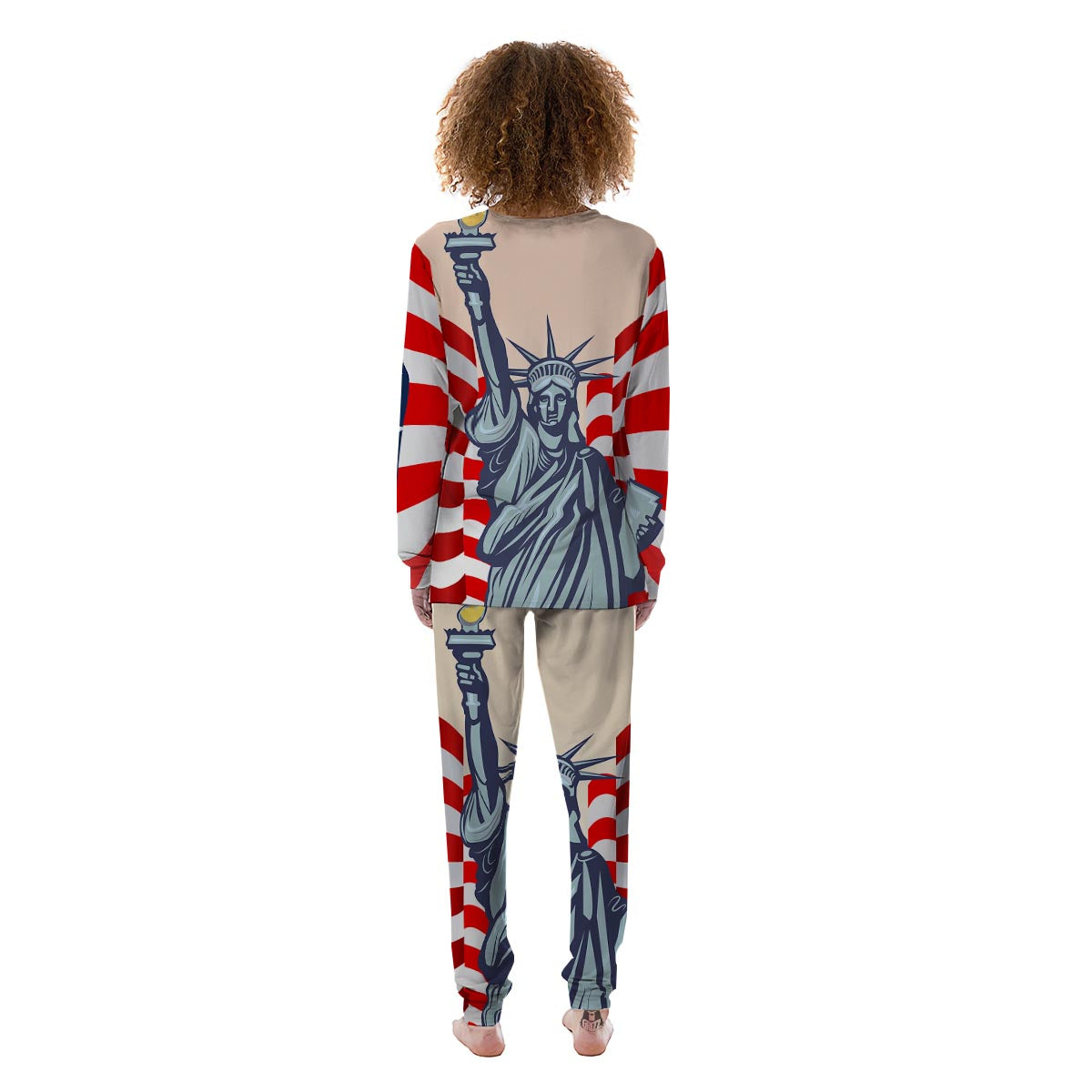 USA Flag Statue of Liberty Print Women's Pajamas-grizzshop