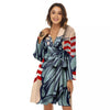 USA Flag Statue of Liberty Print Women's Robe-grizzshop