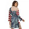 USA Flag Statue of Liberty Print Women's Robe-grizzshop