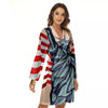 USA Flag Statue of Liberty Print Women's Robe-grizzshop