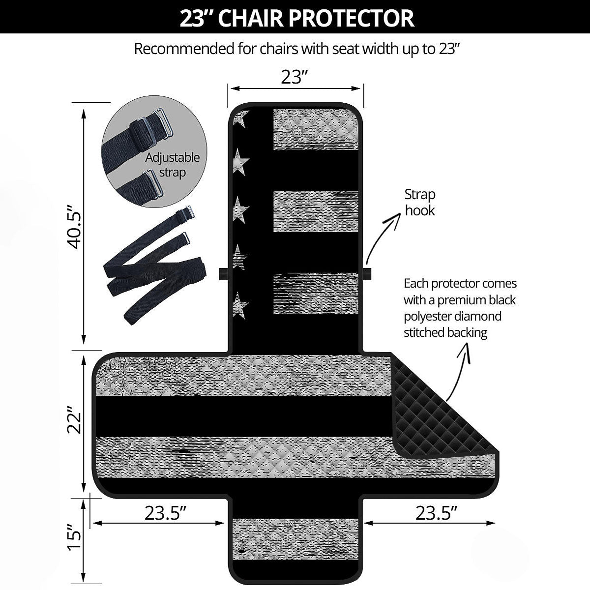 USA Flag White And Black Print Armchair Protector-grizzshop