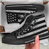 USA Flag White And Black Print Black High Top Shoes-grizzshop