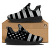 USA Flag White And Black Print Black Walking Shoes-grizzshop