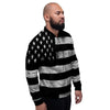 USA Flag White And Black Print Men's Bomber Jacket-grizzshop