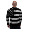 USA Flag White And Black Print Men's Bomber Jacket-grizzshop