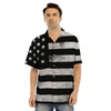 USA Flag White And Black Print Men's Hawaiian Shirt-grizzshop