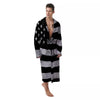 USA Flag White And Black Print Men's Robe-grizzshop