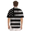 USA Flag White And Black Print Men's Short Sleeve Shirts-grizzshop