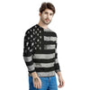 USA Flag White And Black Print Men's Sweatshirt-grizzshop