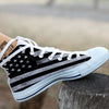 USA Flag White And Black Print White High Top Shoes-grizzshop