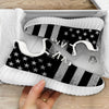 USA Flag White And Black Print White Walking Shoes-grizzshop