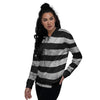 USA Flag White And Black Print Women's Bomber Jacket-grizzshop