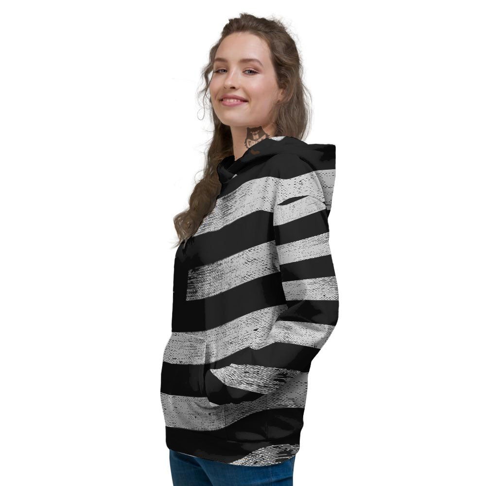 USA Flag White And Black Print Women's Hoodie-grizzshop