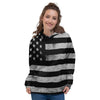 USA Flag White And Black Print Women's Hoodie-grizzshop