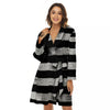 USA Flag White And Black Print Women's Robe-grizzshop