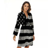 USA Flag White And Black Print Women's Robe-grizzshop