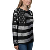 USA Flag White And Black Print Women's Sweatshirt-grizzshop