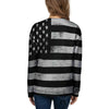 USA Flag White And Black Print Women's Sweatshirt-grizzshop