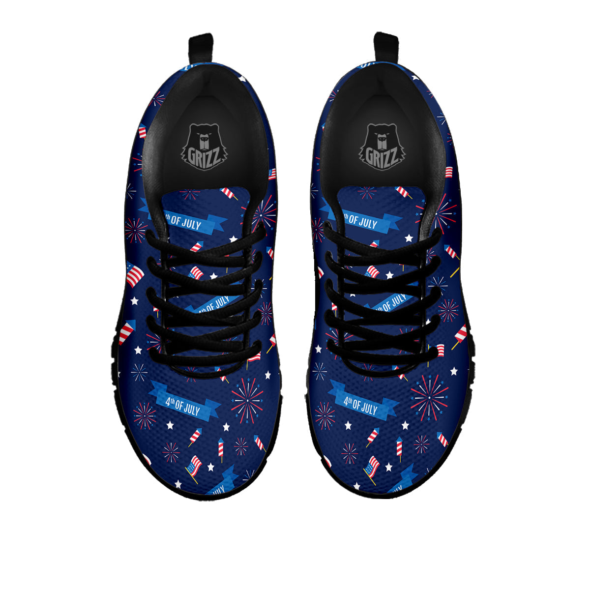 USA Star 4th of July Print Pattern Black Sneaker-grizzshop