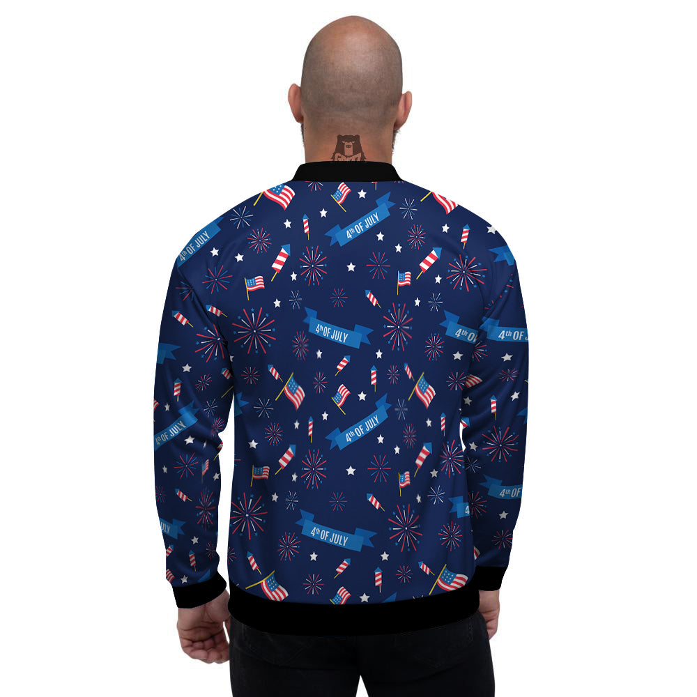 USA Star 4th of July Print Pattern Men's Bomber Jacket-grizzshop