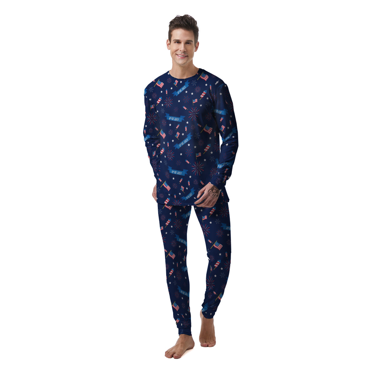 USA Star 4th of July Print Pattern Men's Pajamas-grizzshop