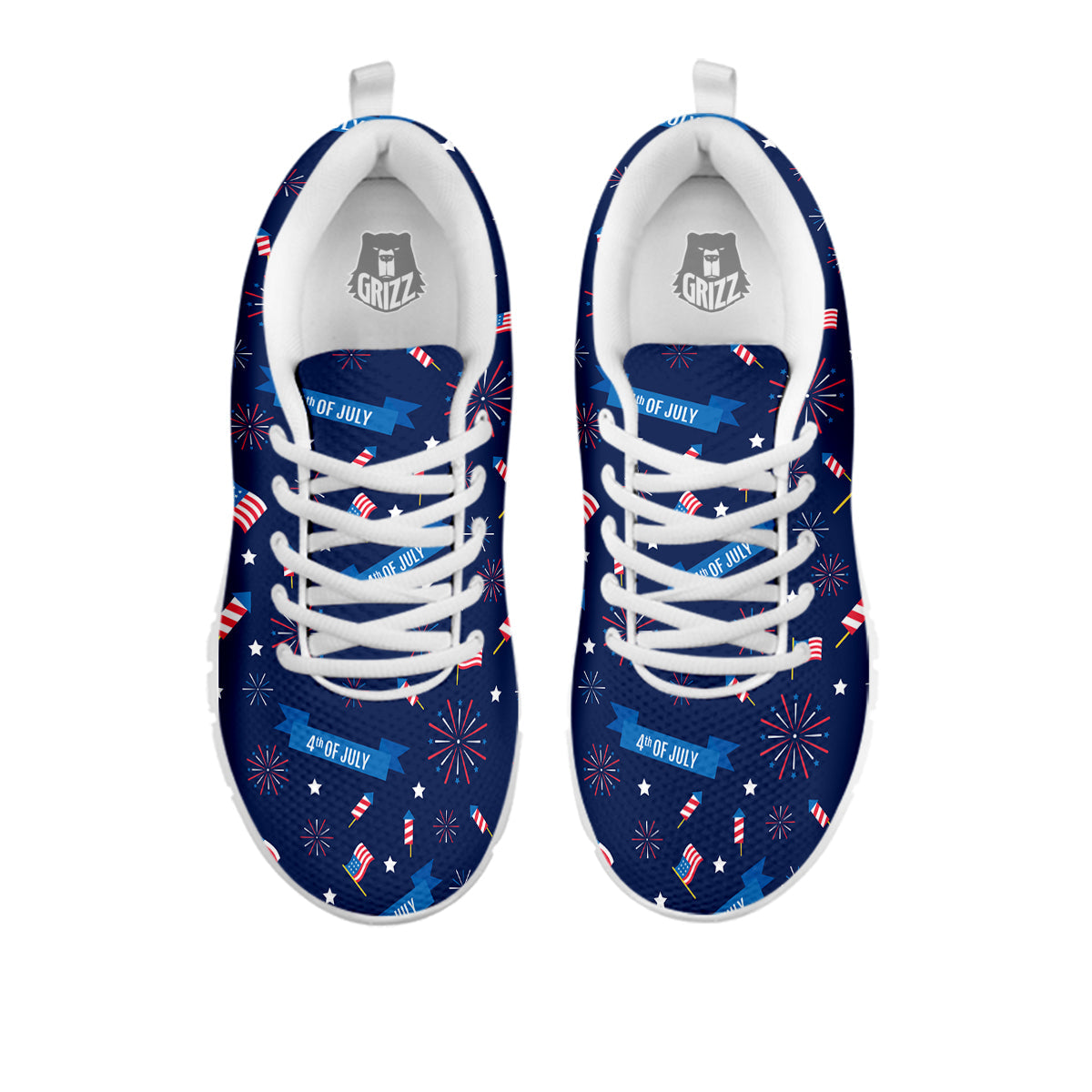 USA Star 4th of July Print Pattern White Sneaker-grizzshop