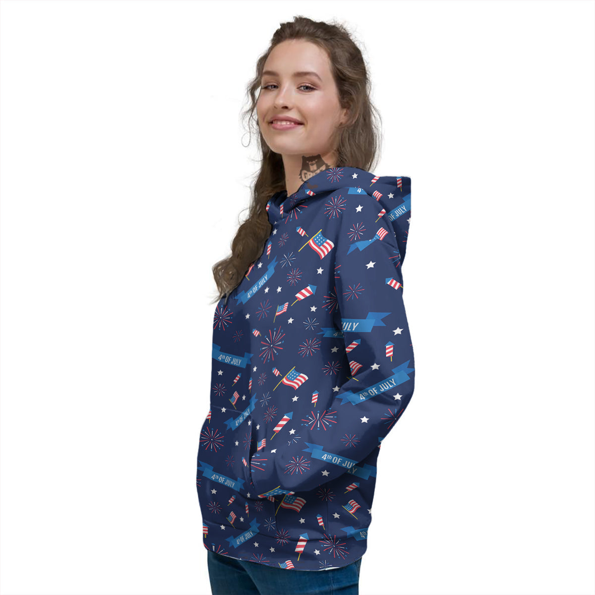 USA Star 4th of July Print Pattern Women's Hoodie-grizzshop