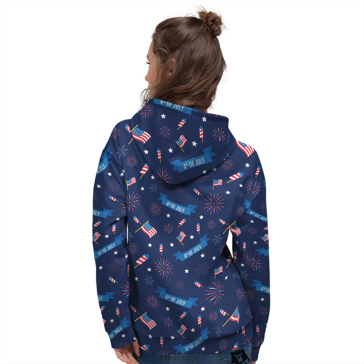 USA Star 4th of July Print Pattern Women's Hoodie-grizzshop