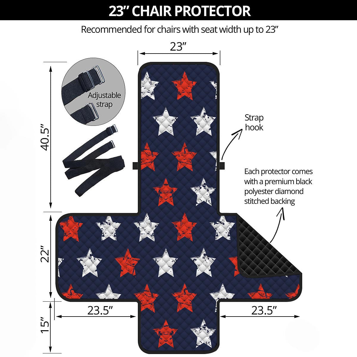 USA Star Blue And Red Print Pattern Armchair Protector-grizzshop