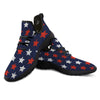 USA Star Blue And Red Print Pattern Black Athletic Shoes-grizzshop