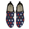 USA Star Blue And Red Print Pattern Black Athletic Shoes-grizzshop