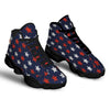 USA Star Blue And Red Print Pattern Black Basketball Shoes-grizzshop