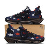 USA Star Blue And Red Print Pattern Black Gym Shoes-grizzshop