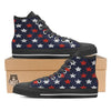 USA Star Blue And Red Print Pattern Black High Top Shoes-grizzshop