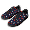 USA Star Blue And Red Print Pattern Black Low Top Sneakers-grizzshop