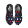 USA Star Blue And Red Print Pattern Black Running Shoes-grizzshop