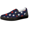 USA Star Blue And Red Print Pattern Black Slip On Shoes-grizzshop