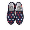 USA Star Blue And Red Print Pattern Black Slip On Shoes-grizzshop