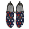 USA Star Blue And Red Print Pattern Black Walking Shoes-grizzshop