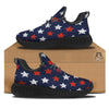 USA Star Blue And Red Print Pattern Black Walking Shoes-grizzshop