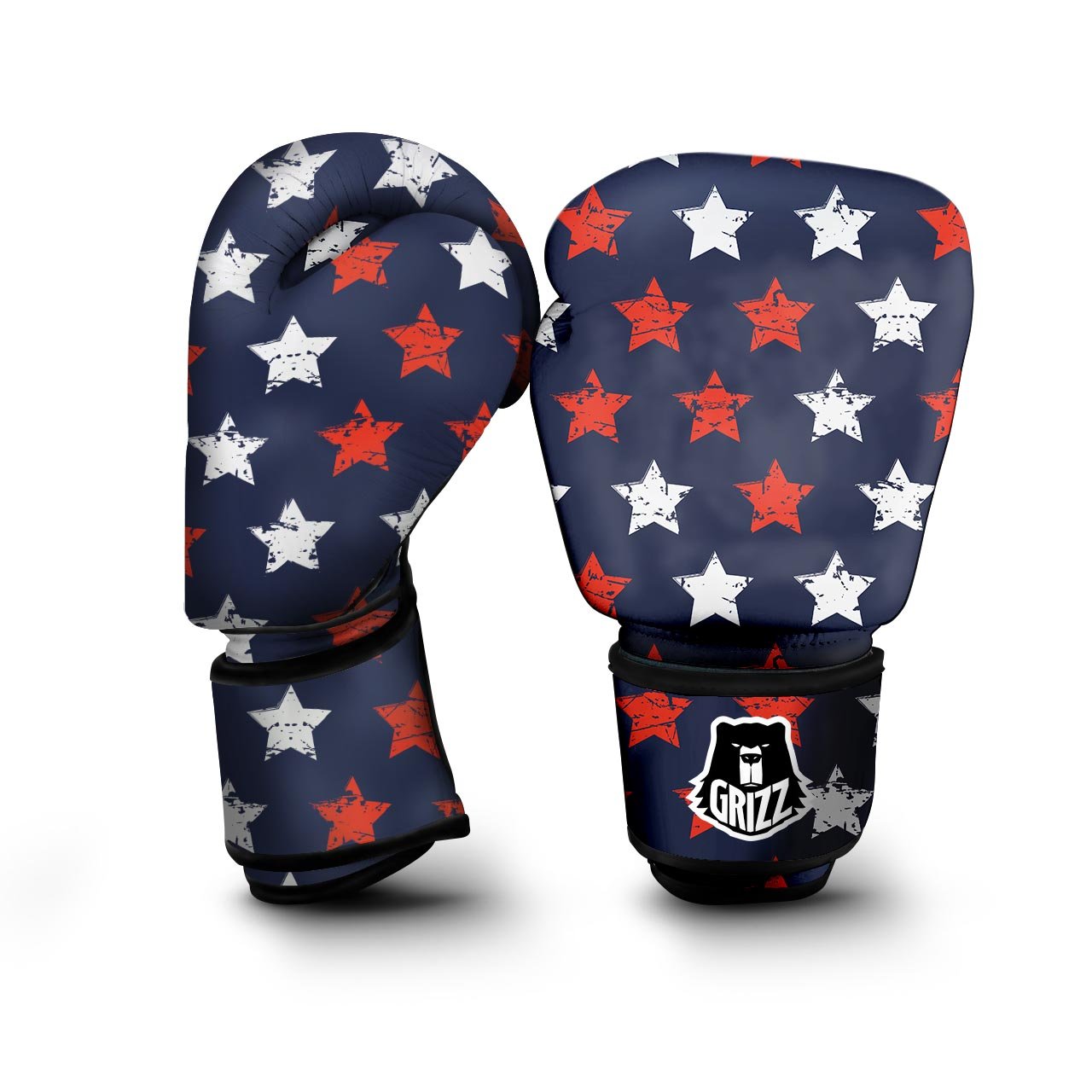 USA Star Blue And Red Print Pattern Boxing Gloves-grizzshop