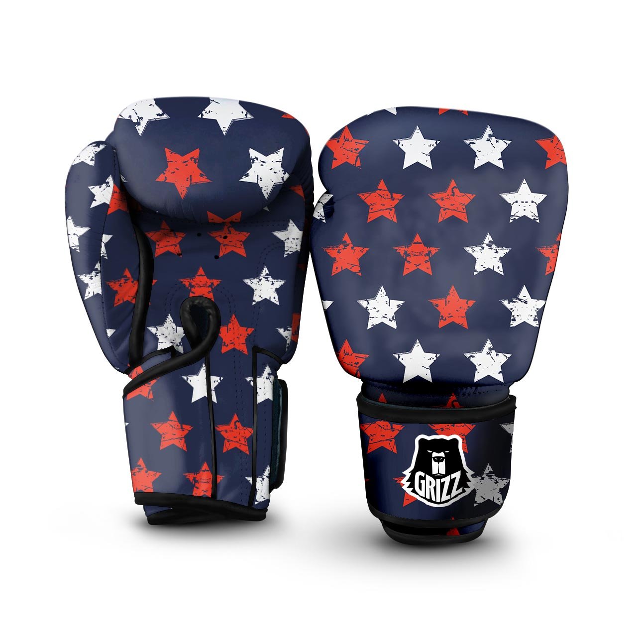 USA Star Blue And Red Print Pattern Boxing Gloves-grizzshop