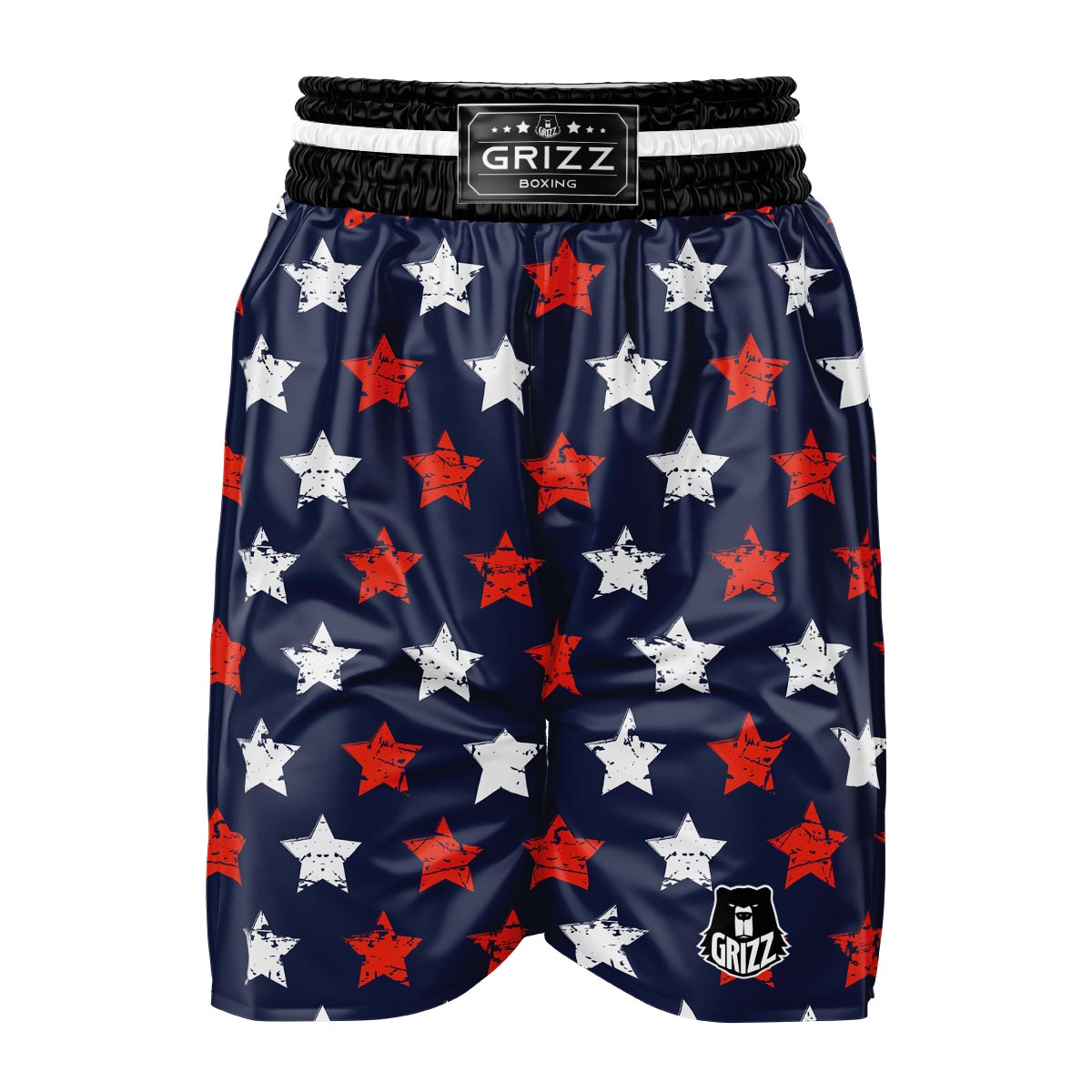 USA Star Blue And Red Print Pattern Boxing Shorts-grizzshop