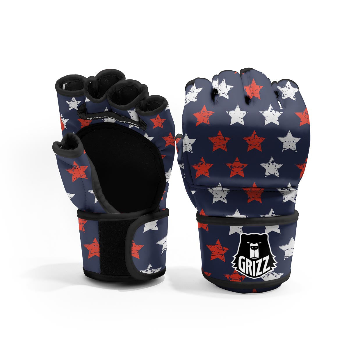 USA Star Blue And Red Print Pattern MMA Gloves-grizzshop