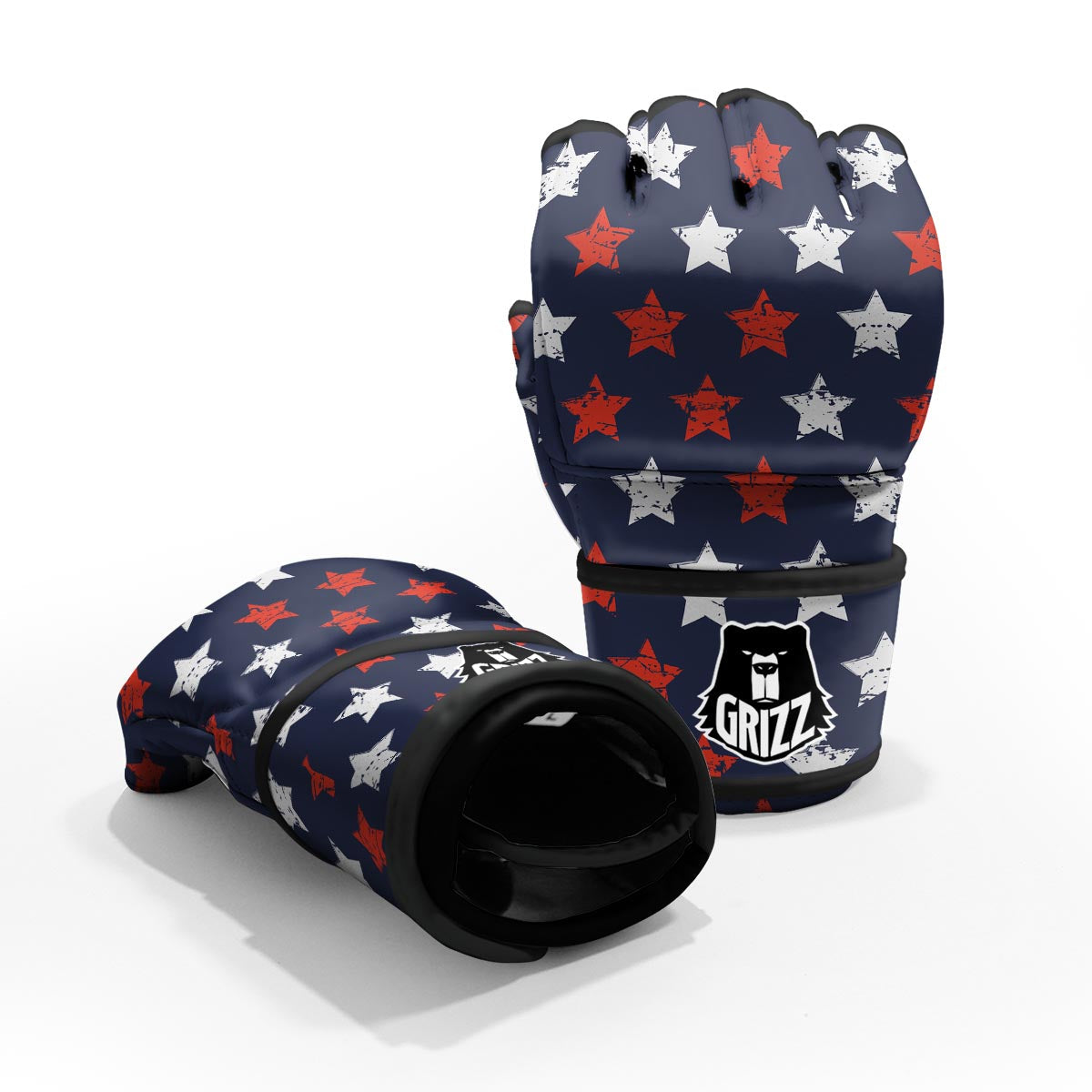 USA Star Blue And Red Print Pattern MMA Gloves-grizzshop