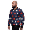 USA Star Blue And Red Print Pattern Men's Bomber Jacket-grizzshop