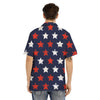 USA Star Blue And Red Print Pattern Men's Hawaiian Shirt-grizzshop